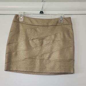 Express Tan Asymmetrical Pencil Mini Skirt